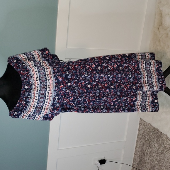 Style & Co. Womens Off-The-Shoulder Printed Dress Navy Floral XL NWT - Picture 2 of 9